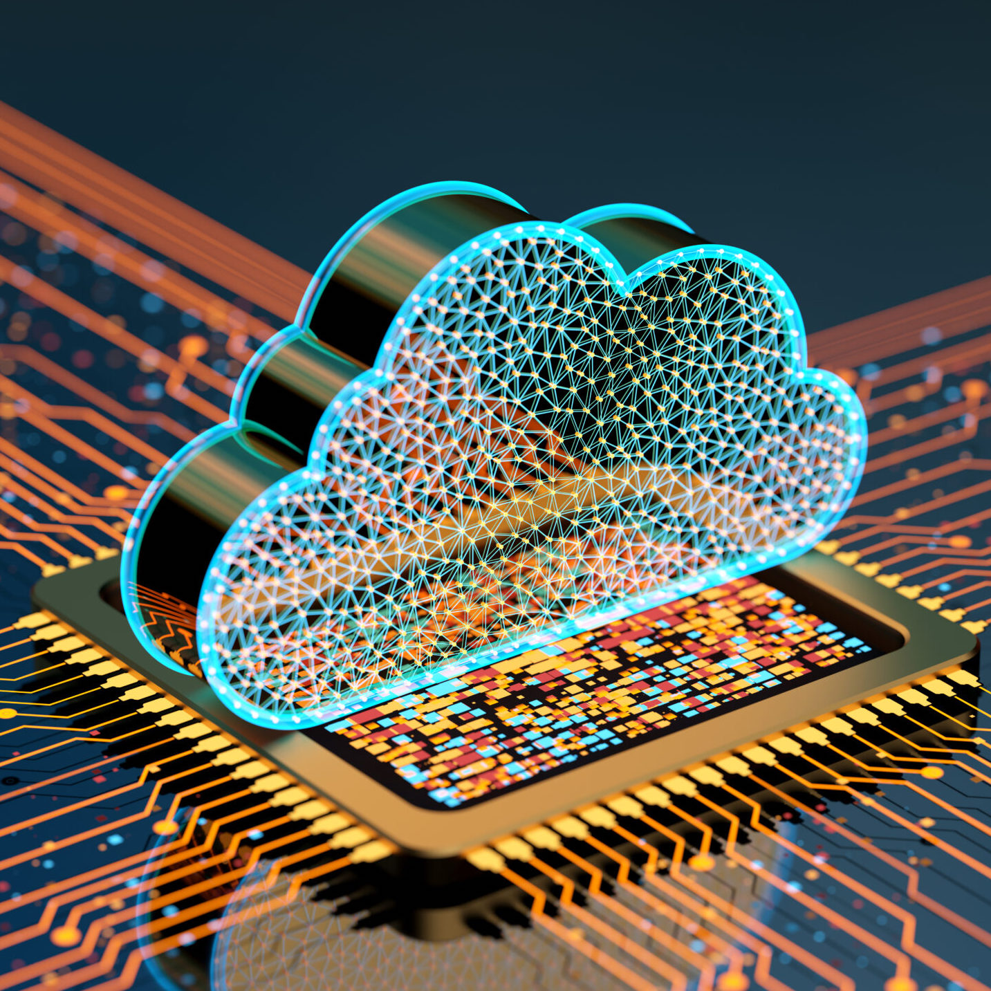 illustration d'une icone représentant le trafic du cloud et toutes les données